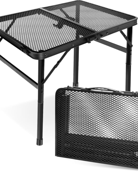 Small Folding Table, Easy for Storage, Compact and Portable Picnic Table for Grill, Outdoor Camping, Garden, Patio, Dining, BBQ, Party, Market, 2Ft (Small, Black), 23.6" L x 15.8" W